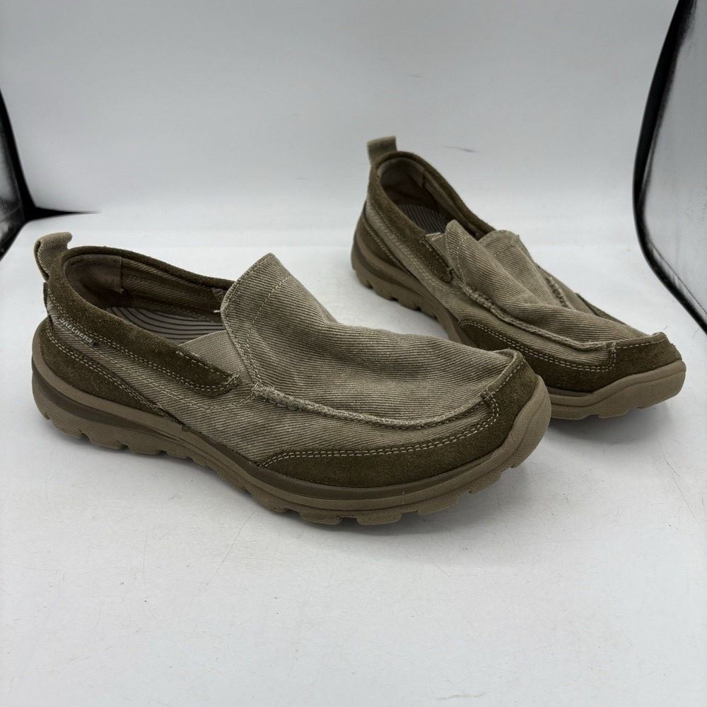 Skechers‎ Boat Shoes Mens Size 9 Melvin 63820 Taupe Brown Relaxed Fit Slip On